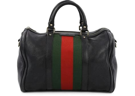 gucci vintage web boston bag black